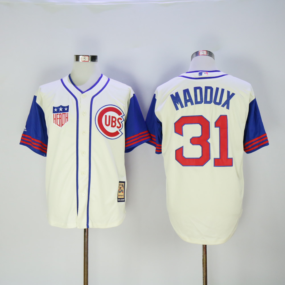 Men Chicago Cubs #31 Maddux Cream 1942 MLB Jerseys